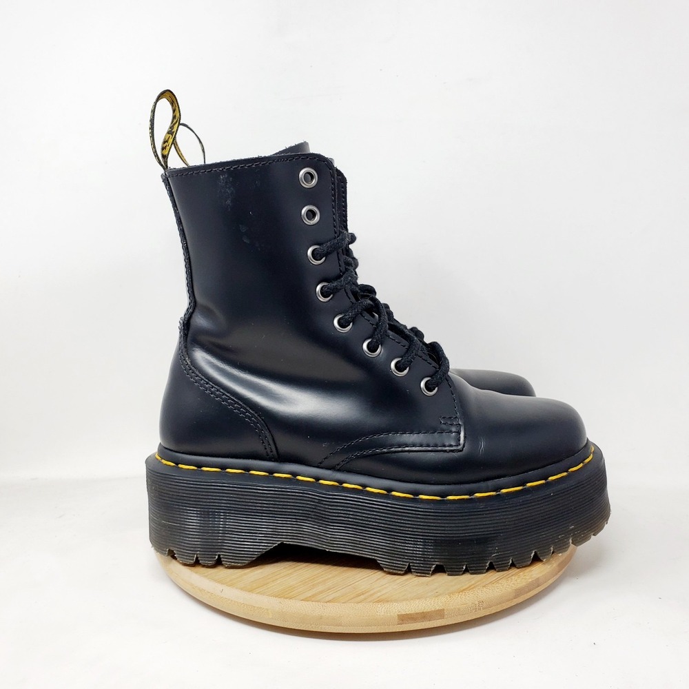 Dr Martens Jadon Platform Boots Womens 5 Black Leather Chunky 8 Eye Shoes